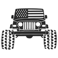 Jeep With Flag Windshield DTF Transfer